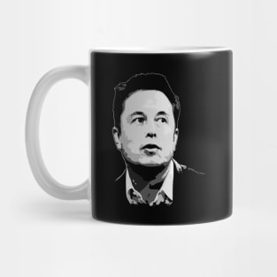 Elon Musk Black and White Mug